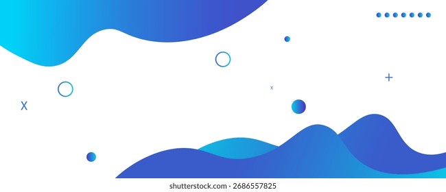 Fondo líquido azul abstracto moderno con ondas de gradiente suaves y Formas geométricas. Diseño de Vector de fluido mínimo.  Elemento de diseño para Anuncios de Web, carteles, azul y blanco.
