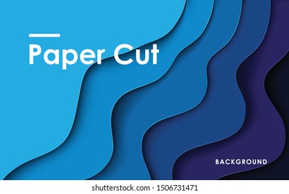 Modern abstract blue paper cut background