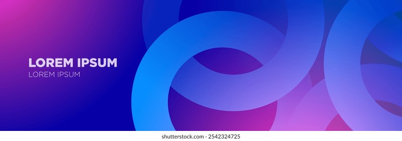 Modern abstract blue and purple gradient geometric shape circle background.