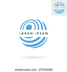Modern abstract blue round sign for logos, banners, layouts, corporate  brochures, templates and internet web sites. Vector eps10 illustration