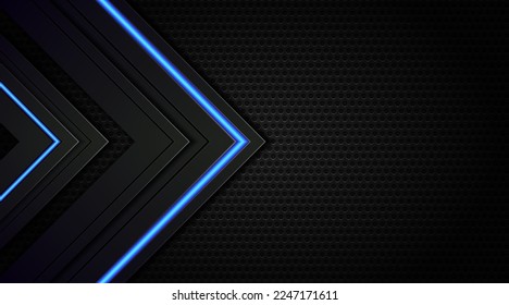 Moderne abstrakte blaue silberne Pfeile auf dunkelgrauem schwarzem Hintergrund. Futuristische Metalltechnologie. Geometrisches Design für Banner. Vektor eps10.