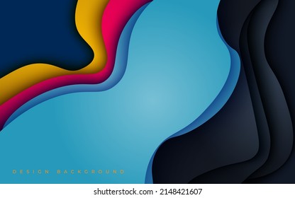 modern abstract blue soft, dark, red and yellow papercut wavy background. eps10 vector
