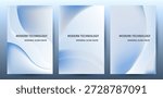 Modern Abstract Blue Wave Background Vector Set for Business Brochures