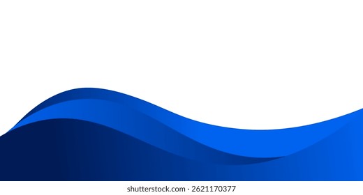 Fundo de onda azul abstrato moderno com linhas fluidas suaves e tons de gradiente, ideal para banners, sites ou apresentações.