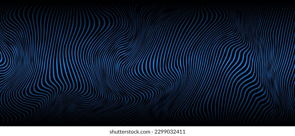 Modern abstract blue wave lines on black background. Vector EPS 10