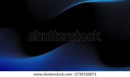 Modern Abstract Blue Wave Lines on Black Background