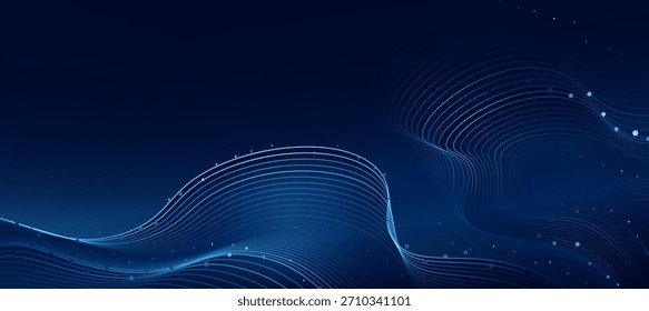 Onda azul abstracta moderna sobre fondo oscuro, Anuncio tecnológico, concepto de negocio corporativo, fondo abstracto de alta tecnología, Ilustración vectorial para negocios o presentación