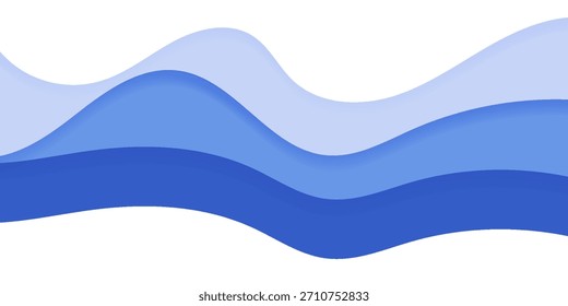 Modern Abstract Blue Wavy Layers Background. Clean Fluid Flow Technology Design.