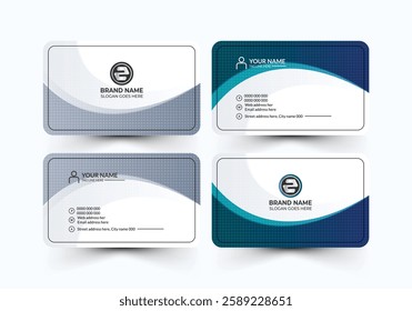 Modern abstract blue and white business card template design, name card design, visiting card template design, vector illustration