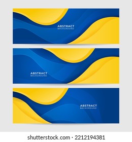 Modern abstract blue yellow orange banner background design. Abstract geometric background with lines, dots and circle. Vector illustration