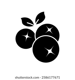 Modern abstract blueberry design with style glyph icon symbolizes freshness, health and superfoods