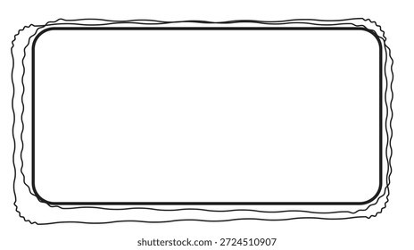 Un marco rectangular redondeado en tonos azules abstracto moderno con un borde irregular ondulado, ideal para diseños minimalistas, fondos o espacio de copia en proyectos de medios digitales