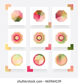 Modern abstract bohemian geometric polygonal shapes in autumn color combinations
