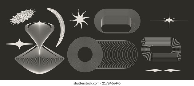 Modern Abstract Boho Linear Vector Shapes Set universal geometric graphic design elements in simple lineal style with editable strokes.