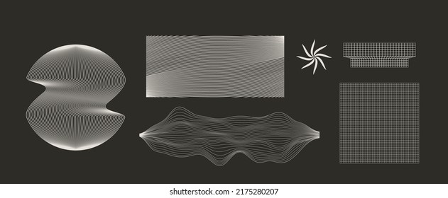 Modern Abstract Boho Linear Vector Shapes Set universal geometric graphic design elements in simple lineal style with editable strokes.