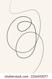 Modern abstract boho poster.  Earth tones organic shapes. Contemporary design.Scandinavian One Line Wall Art.  Minimalist mid century style vector Illustration. 