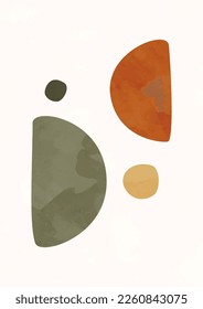 Modern abstract boho poster.  Earth tones organic shapes. Contemporary design for poster, banner,greeting card, flyer, social media post, story. Minimalist mid century style vector Illustration. 