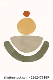 Afiche de boho abstracto moderno.  Formas orgánicas de tonos de tierra. Diseño contemporáneo para afiche, pancarta, tarjeta de saludo, volante, publicación en medios sociales, historia. Vector de estilo minimalista de mediados de siglo Ilustración. 