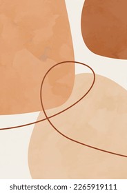 Modern abstract boho poster.  Earth tones organic shapes. Contemporary design for poster, banner,greeting card, flyer, social media post, story. Minimalist mid century style vector Illustration. 