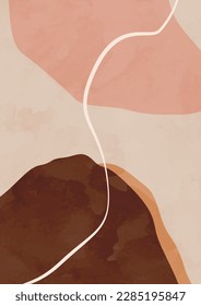 Modern abstract boho poster.  Earth tones organic shapes. Contemporary design for poster, banner,greeting card, flyer, social media post, story. Minimalist mid century style vector Illustration. 