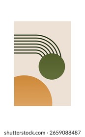 Modern abstract boho shapes for wall decoration. Minimalist Boho Geometric Wall Art