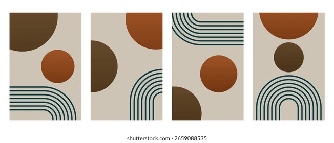 Modern abstract boho shapes for wall decoration. Minimalist Boho Geometric Wall Art