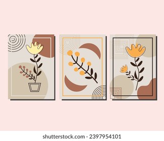Modern Abstract Boho Wall Art Pastel Color Template