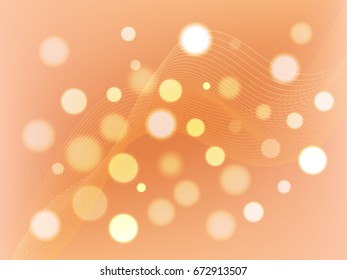 Modern abstract bokeh lights effect and flowing waves decorated background.