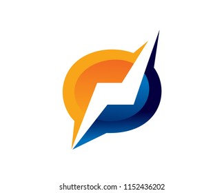 Modern Abstract Bolt Chart Logo Illustration In Isolated White Background