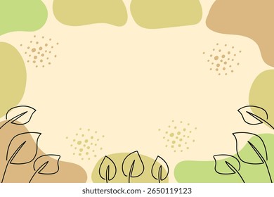 Moderno abstrato botânico banner fundo mão desenhada com folhas linha de arte no fundo pastel. Ilustração vetorial.