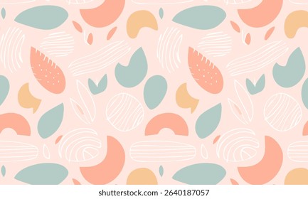 Modern abstract botanical seamless pattern with textures