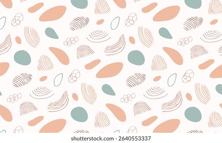 Modern abstract botanical seamless pattern with textured seed pods