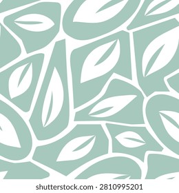 Modern Abstract Botanical Seamless Pattern | Seafoam Mint