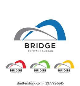 Modern abstract bridge logo design template isolated on white background.