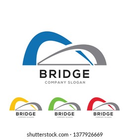 Modern abstract bridge logo design template isolated on white background.