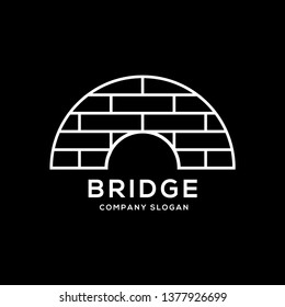 Modern abstract bridge logo design template isolated on black background.