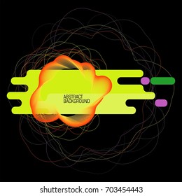 Modern abstract bright color wave hole poster. Flat vector cartoon illustration. Objects isolated on a black background.