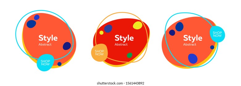 Modern abstract bright element set. Colorful shapes, flowing lines, dynamical colored forms. Trendy design for logo, label, advertising poster