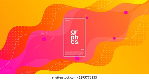 Modern abstract bright pink orange gradient illustration background with simple wave fluid pattern. cool design.Eps10 vector