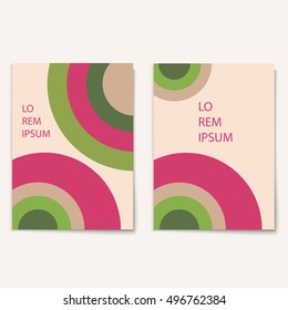 Modern abstract brochure cover template with circles / Modern design creative concept cover for flyer,catalog, report, brochure. Pink,green,biege colors. Vector background
