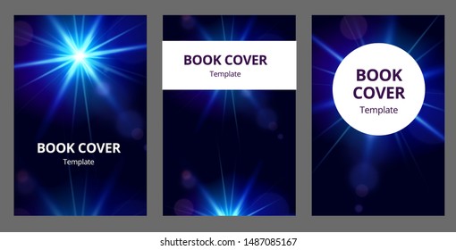Modern abstract brochure covers set. Realistic light flare. Futuristic design.