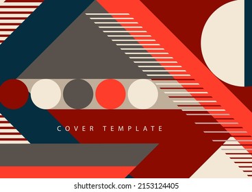 Modern abstract brochure with geometric shapes, circles and squares, lines. Minimal bold architectural style vector set with figure templates. Art album covers