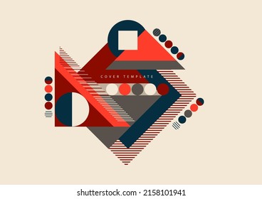 Modern abstract brochure with geometric shapes, circles and squares, lines. Minimal bold architectural style vector set with figure templates. Art album covers