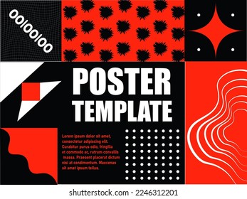 Modern abstract brochure with geometric shapes, triangles, circles and squares.