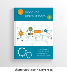 Modern abstract brochure, report design, flyer, layout template. Abstract cover with technological systems. Vector illustration