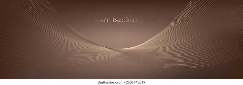 Modern abstract brown  background with a golden wave of lines. Imitation of a sound wave.  golden frame. vector illustration. Suitable as wallpaper background, cover, template