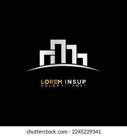 modern abstract building logo on black background