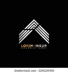 modern abstract building logo on black background
