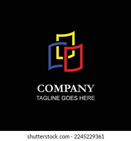 logotipo de construcción abstracto moderno sobre fondo negro