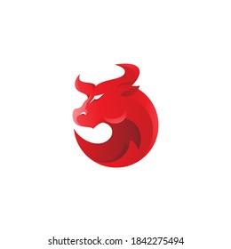 Modern Abstract Bull Face Horn Head Mascot Logo illustration with 3D Gradient Color